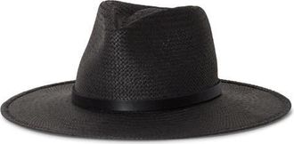 Janessa Leon&eacute; Sherman Packable Straw Fedora in Black at Nordstrom, Size X-Large