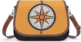 Generic Nautical Compass Small Womens Crossbody Bags Shoulder Handbag with Adjustable Strap for Travel