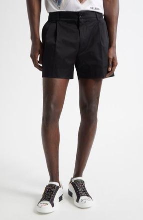 Dolce & Gabbana Pleated Stretch Cotton Bermuda Shorts in Black at Nordstrom, Size 36 Us