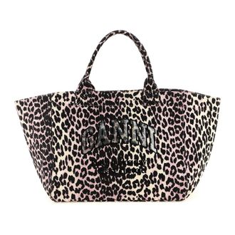 Ganni Leopard Sequin XXL Tote - Dames - Shoppers - Bruin - ONE Size - Katoen - Tassen