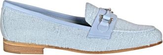 Roberto Festa Milano Tweed Mocassins met leren details en ronde neus - Dames - Loafers - Blauw - 38 1/2 EU - Tweed - Schoenen