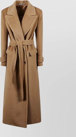 Tagliatore long wool coat belted at waist