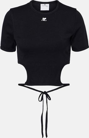 Courr&egrave;ges Courr&egrave;ges Top cropped in cotone con logo