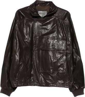 Emporio Armani patch-pocket leather jacket - Brown