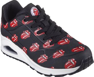 Skechers Womens Stones Repeat Lick Lyric La Low Top Trainers in Black/Red - Size UK 4