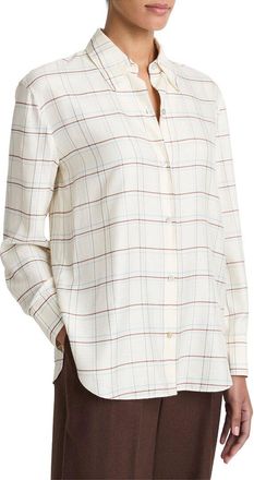 Vince Checked Plaid Silk-Blend Shirt