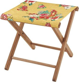 Vent de Boh&egrave;me Taburete plegable de haya y tela floral amarilla