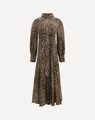 Ella Leopard-print long-sleeved Dress with high neck Female 44