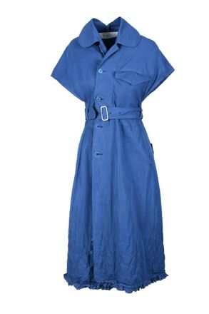 Comme Des Gar&ccedil;ons Belted Button-Up Dress-Gilet with Ruffled Hemline