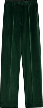 Pence Viola Forest-Green Velvet Wide-Leg Pants