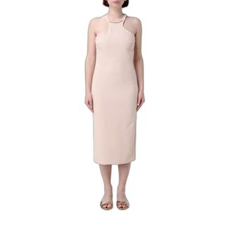 Elisabetta Franchi Abito in Cr&ecirc;pe Leggero con Dettaglio Gioiello - Dresses - Mujer - Rosa - XS
