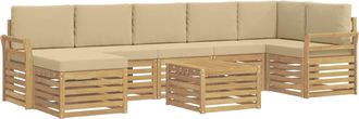 vidaXL Conjunto De Sof&aacute;s De Exterior 8 Uds. Y Beige Poli&eacute;ster Vidaxl