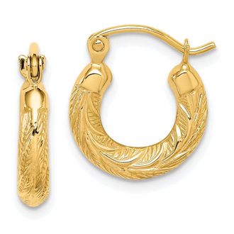 Diamond2Deal 10k Yellow Gold Round Shape Fancy Small Hoop Earrings