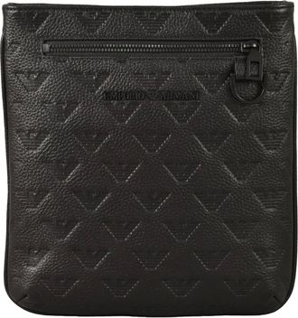 Emporio Armani Tassen, Heren, Zwart, ONE Size, Leer, Crossbody Flat