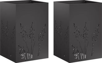 vidaXL Macetero De Jard&iacute;n 2 Uds. Negro 50 X 50 X 75 Cm Vidaxl