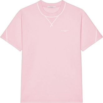 Givenchy Tops, Heren, Roze, XL, Katoen, Couture Seam Contrasted Stitch T-Shirt
