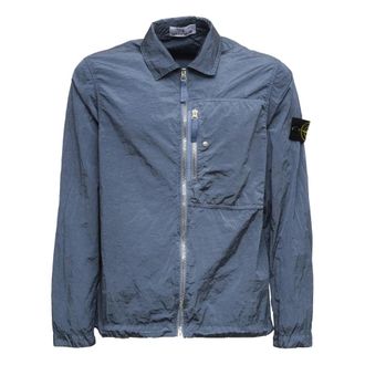 Stone Island Light Jackets, male, Blue, Size: XL Zip Front Technical Jacket