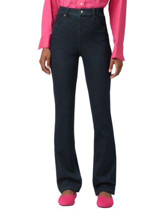 Hue Womens Ultra Soft High Waist Denim Baby Bootcut Leggings, Black Indigo Wash, Large