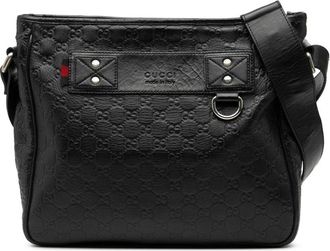 Gucci Pre-owned Cross Body Bags, female, Black, Size: ONE SIZE Pre-owned Embossed Leather Messenger Bag
