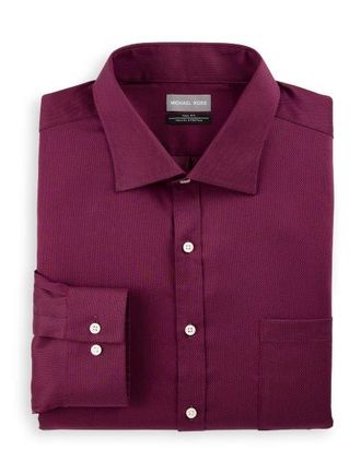 Michael Kors Big & Tall Micro Patterned Performance Dress Shirt in Wine at Nordstrom, Size 17.5 - 34