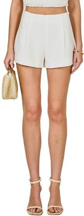 endless rose Pleated Low Rise Shorts in White at Nordstrom, Size Medium