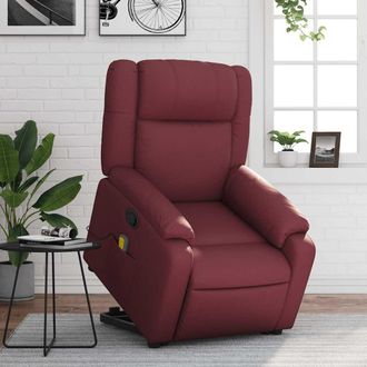 vidaXL Sill&oacute;n Reclinable De Masaje De Pie Cuero Artificial Rojo Tinto Vidaxl