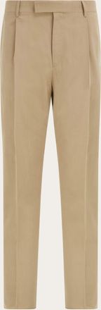 Ferragamo Men Silk and wool tailored trouser Beige