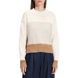 Theory Colorblock Wool & Cashmere Sweater in Ivory Multi at Nordstrom Rack, Size Large