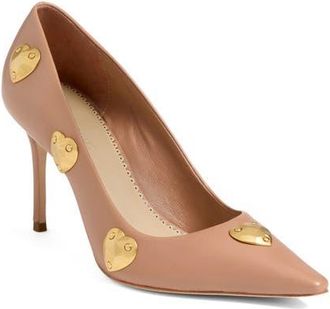 Cinq &agrave; Sept Luna Embellished Hearts Pump in Light Russet/Gold at Nordstrom, Size 10.5Us