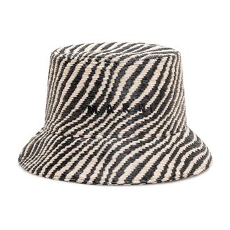 Marni Hats, female, Black, Size: L Raffia Bucket Hat with Logo Embroidery