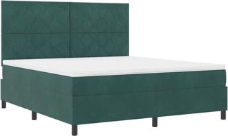 vidaXL Cama Tipo Box Spring Verde Oscuro 180 X 200 Cm Terciopelo Vidaxl