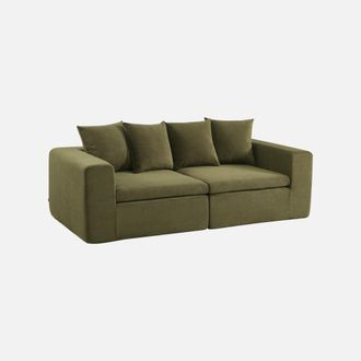Sweeek Sof&aacute; Envasado Al Vac&iacute;o Modular De Tela Chenilla, 3 Plazas