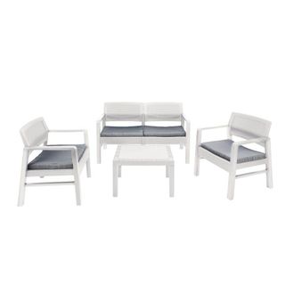 Dmora Conjunto de sal&oacute;n exterior blanco 68x58h74 cm