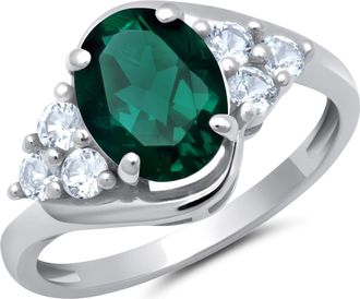 MAX + STONE 10k Yellow or White Gold Oval Cut Gemstone Sunburst Halo Ring