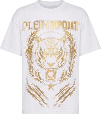 Plein Sport T-shirt Ronde Hals SS Tijger - Heren - Sportshirts - Wit - XL - Katoen - Fitness