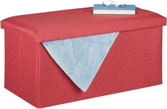 Relaxdays Relaxdays - Storage Bench, Fabric Cover, 84 l Capacity, h x w x d: approx. 38 x 76.5 x 38.5 cm, Dark Red
