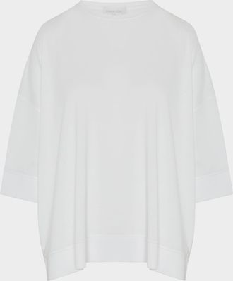 Eskandar Round Neck 3-4 Sleeve Top With Hembands (Mid Plus)