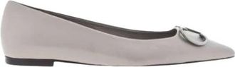 Carolina Herrera Trench Leren Ballerinas - Dames - Ballerinas - Grijs - 37 EU - Leer - Schoenen