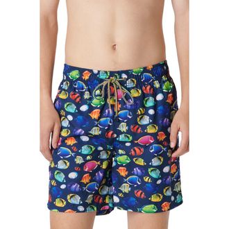 Bugatchi Cosmo Swim Trunks in Navy at Nordstrom, Size Small