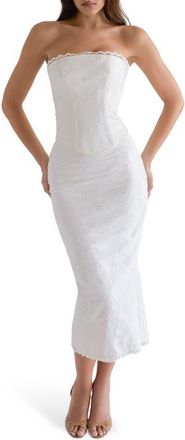 House of CB Livie Broderie Anglaise Strapless Top in White at Nordstrom, Size X-Small