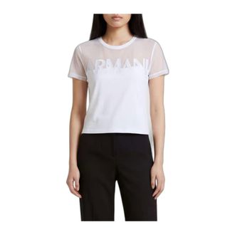 A|X Armani Exchange Top in cotone e tulle - - Tops - Donna - Bianco - XS