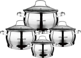 Signature Set De Ollas - Signature - 4 Piezas - Acero Inoxidable - Tapa De Cristal - Compatible Con Todas Las Fuegos
