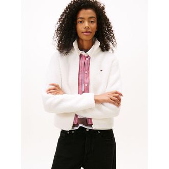 Tommy Jeans Jasje in sherpa, opstaande kraag met rits