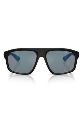 Prada 59mm Shield Sunglasses in Matte Black /Grey Blue/Red at Nordstrom