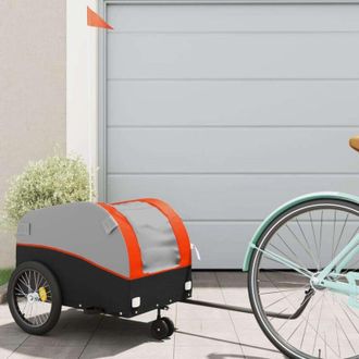 vidaXL Vidaxl - Remolque Para Bicicleta Hierro Negro Y Naranja 30 Kg