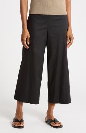 Vince Linen Blend Crop Wide Leg Pants in Soft Black at Nordstrom Rack, Size 14