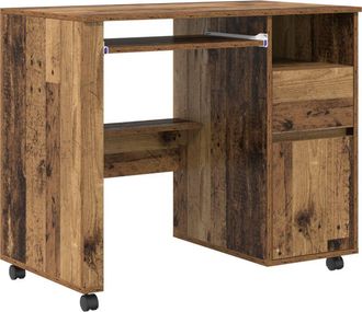 vidaXL Desk with Wheels Old Wood 91 x 50 x 77 cm Engineered Wood vidaXL