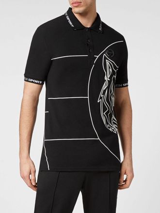 Plein Sport Polo a maniche corte in cotone slim fit con logo Hexagon stampato