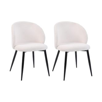 Mobili Rebecca Mobili Rebecca - Sillas Karamu 81x54x56 Tela De Peluche Metal Crema Negro Moderno Set 2 Piezas Parcia
