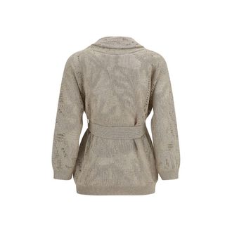 Brunello Cucinelli Womens Beige Linen Cardigan Clothing